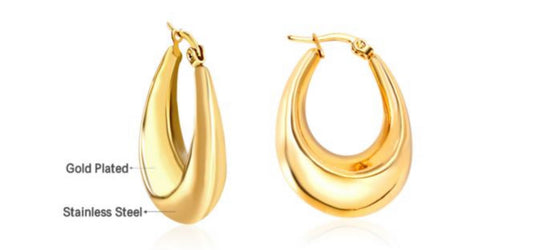 Dangling drop Hoop Earring Color: 18k gold plated Size: 20*10mm