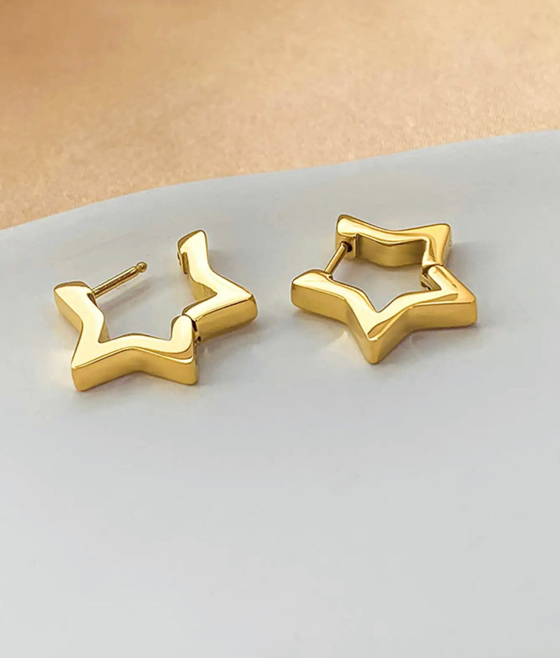 Aura Lux 18k Gold Plated Geometric Star Huggies