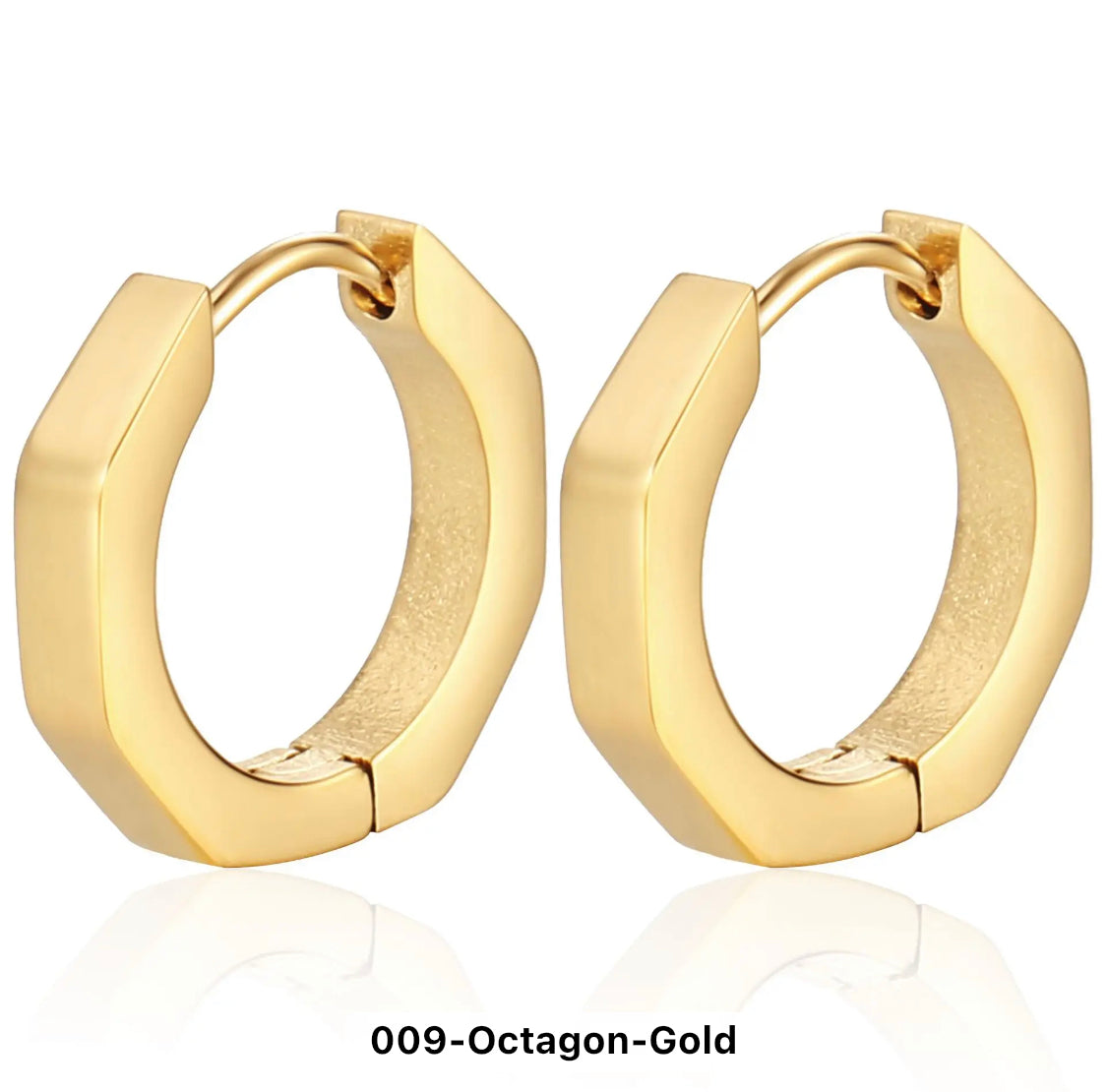 18k Gold plated Hexagon hinge clip hoop earrings

16x15.2mm (2.8mm thick)