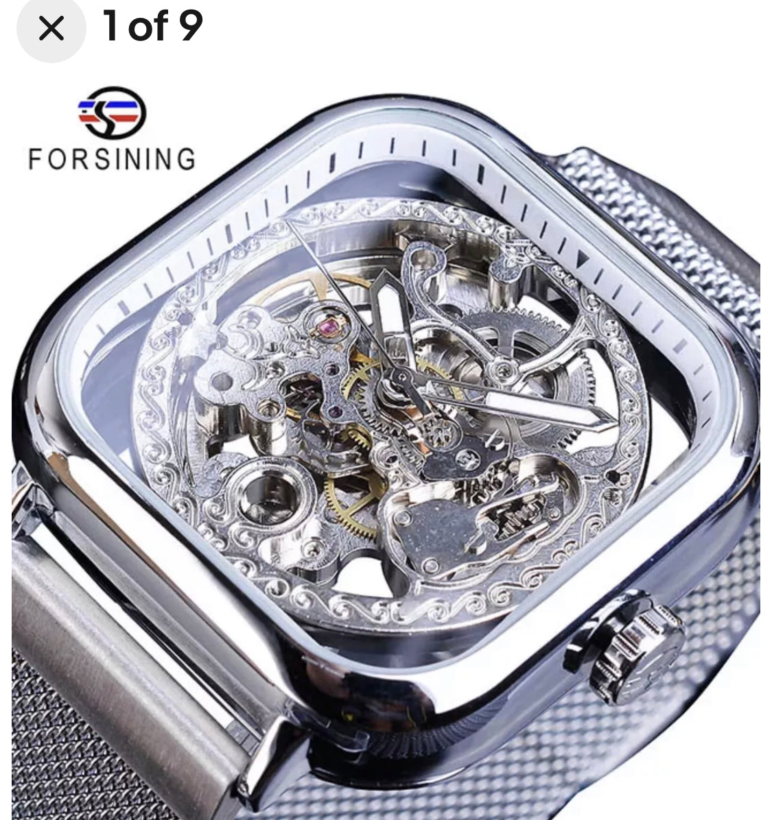 Stylish Men's Silver Automatic Mechanical Steampunk Mesh Watch - Ideal Gift Choice"